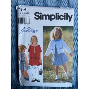 Simplicity 7158 pattern girls drop waist skirt jacket top 1980s size 5 6 6x